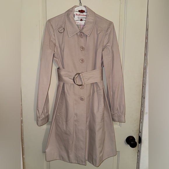 Elevenses for Anthropologie Blush Pink Belted Trench Coat Size 6 EUC - Picture 1 of 8